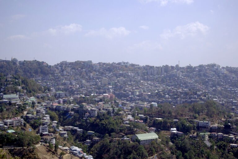 View of the ridgetop city of Aizawl, capital of Mizoram, where Assam Rifles seized methamphetamine in a joint operation