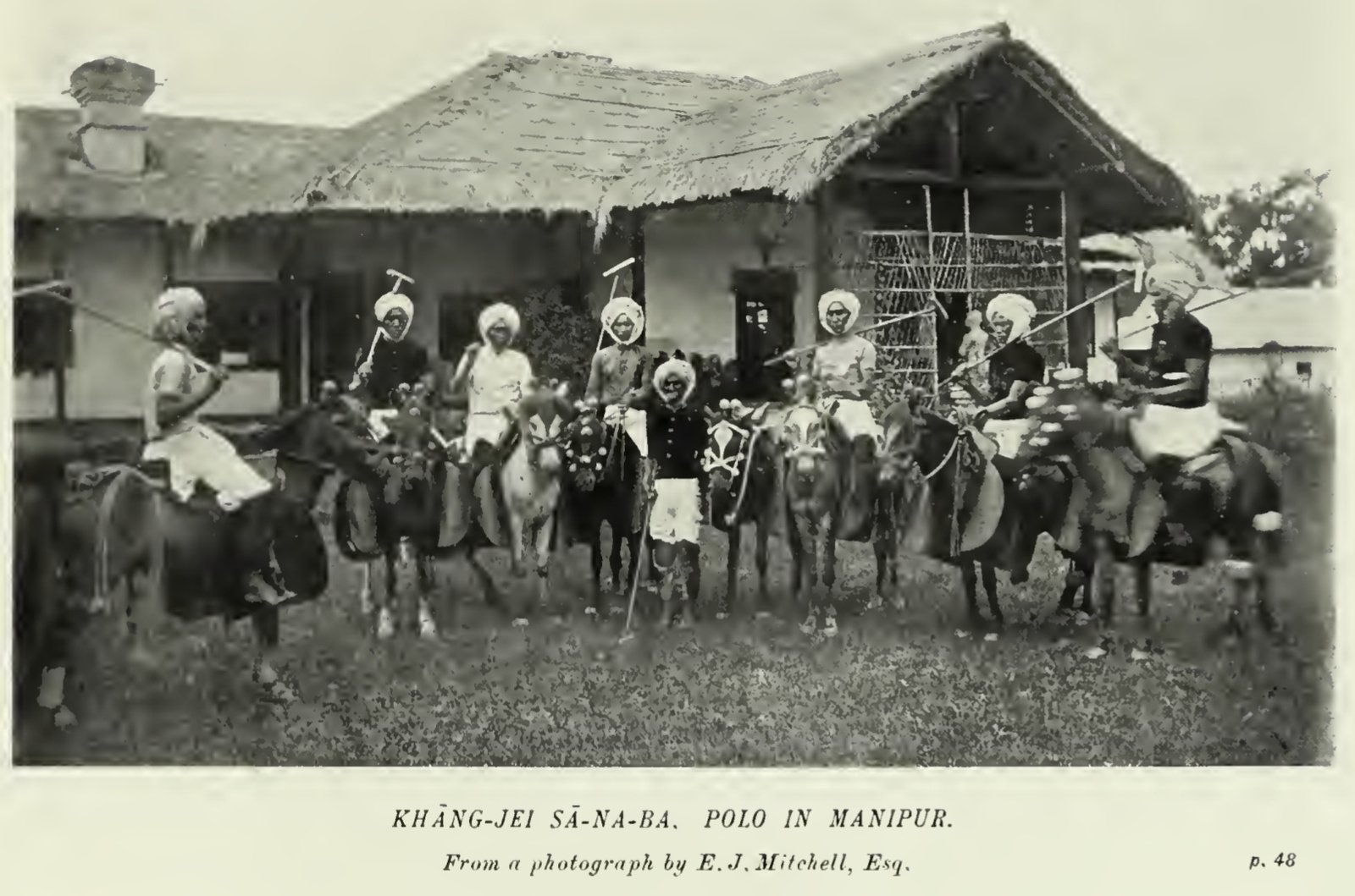 Manipuri horsemen playing Sagol Kangjei, in a photograph taken before 1908